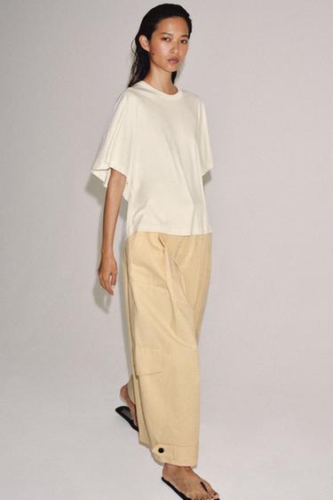 SHORT SLEEVE INTERLOCK T-SHIRT - Oyster-white by Zara