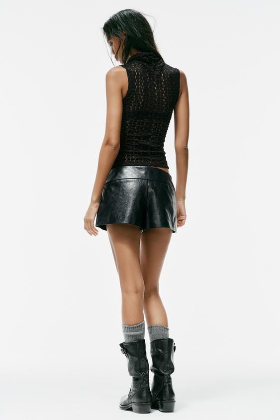 TOP EN DENTELLE À COL MONTANT - Noir de Zara - Image 5
