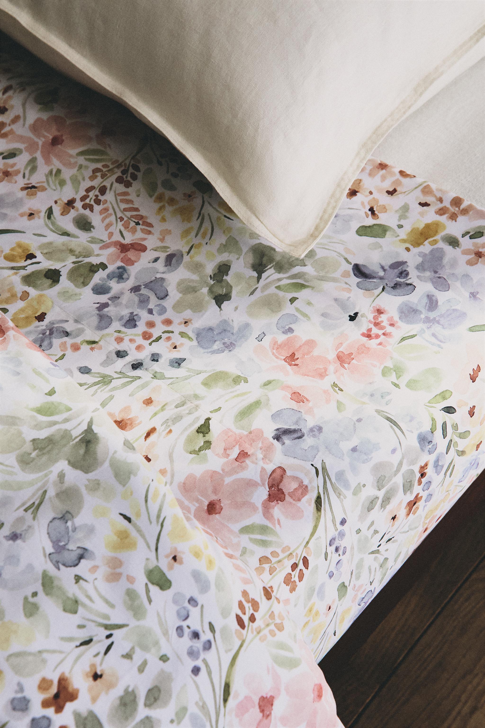 FLORAL PRINT FLAT SHEET - Oyster-white | ZARA United States