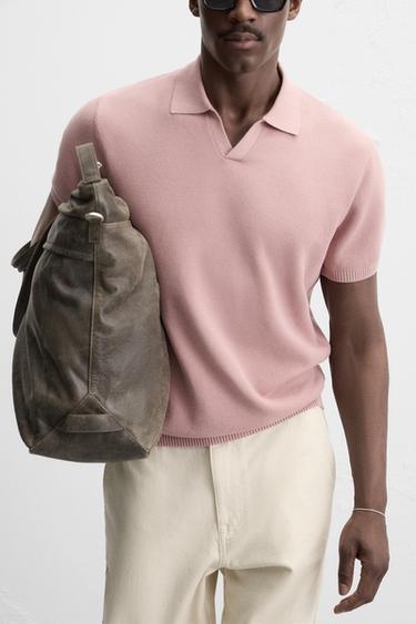 POLO EN MAILLE À TEXTURE - Rose de Zara - Image 5