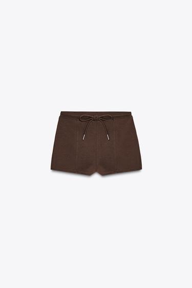 SHORTS INTERLOCK - Marrón oscuro de Zara - Imagen 0
