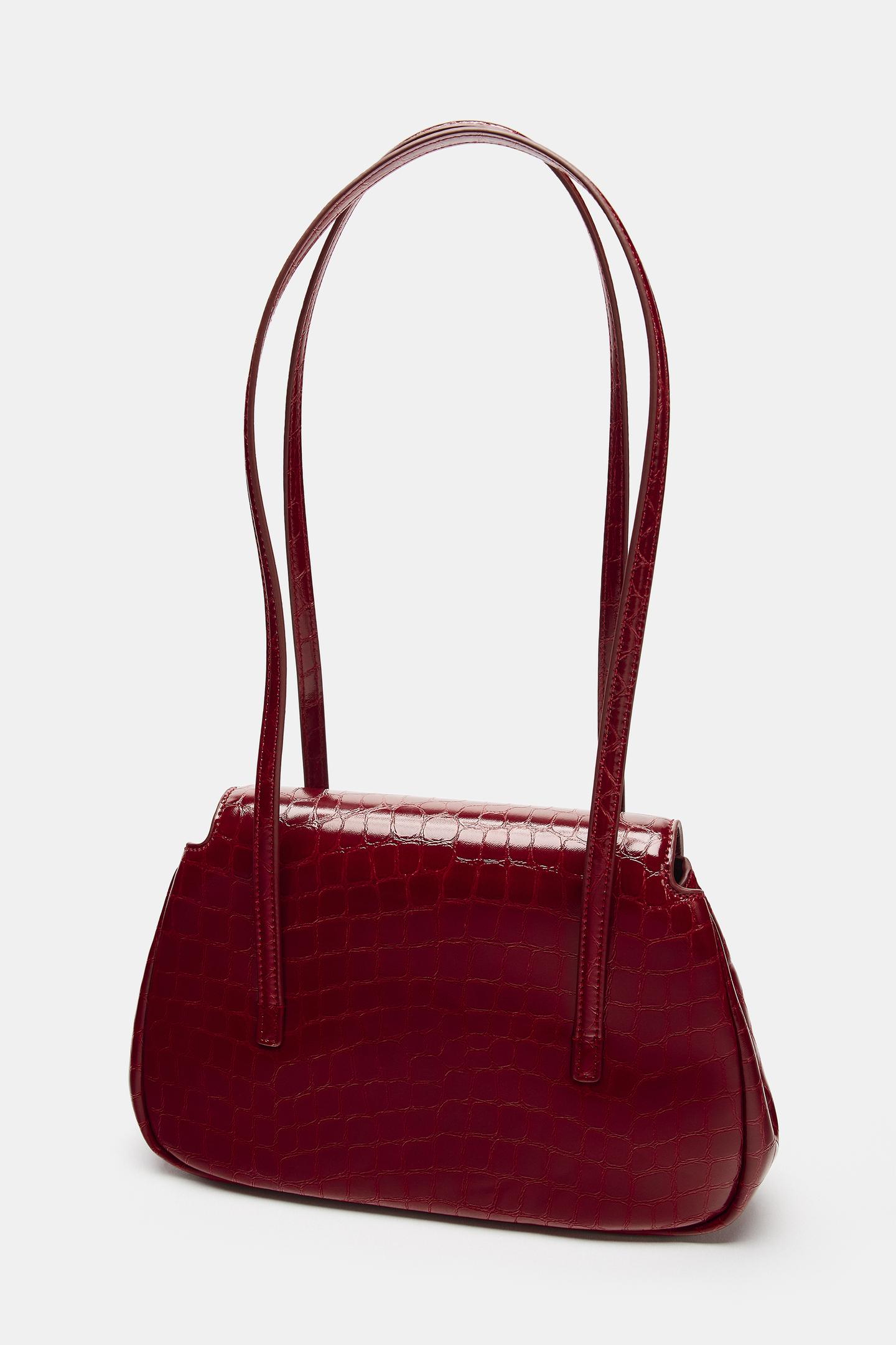 Женская сумка Zara Textured Shoulder, цвет: Красный — фото 2