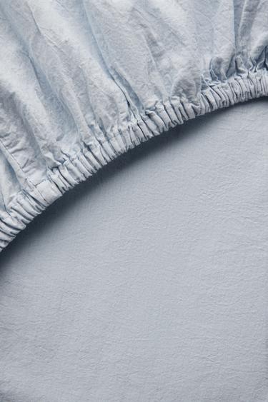 KIDS' DYED COTTON FITTED SHEET - Light blue by Zara - Image 4