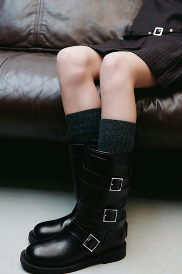 LEREN LAARSJES MET GESPEN - Zwart van Zara