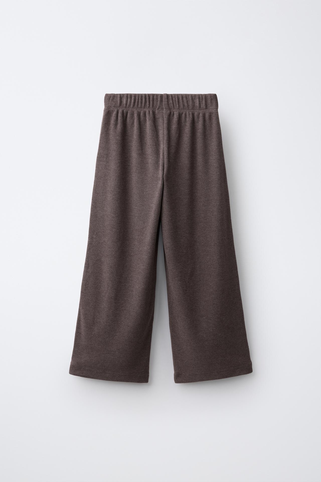 SOFT TOUCH WIDE-LEG PANTS — Brown