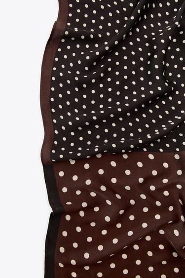 POLKA DOT PRINT SCARF - Brown by Zara - Image 4