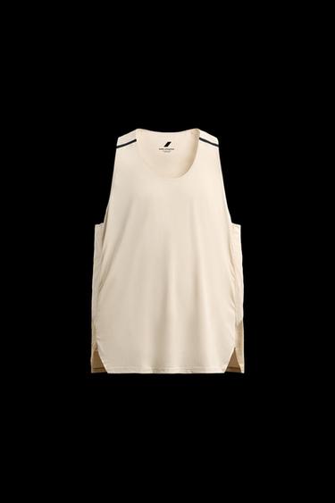 Zara COLOR BLOCK TECHNICAL TANK TOP - Oyster-white