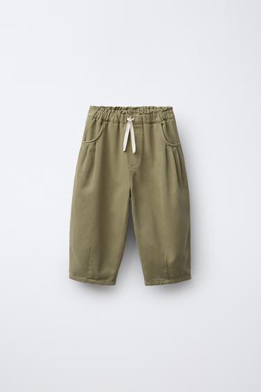 PLAIN BAGGY TROUSERS - washed green by Zara