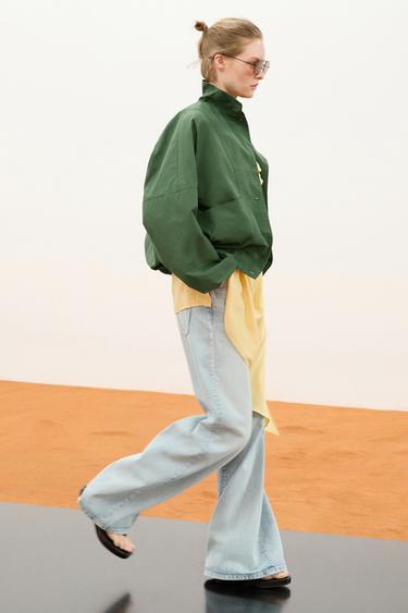 Zara Bomber jacket with puff sleeves - Mid-green