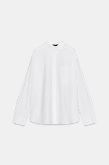 CAMISA DE POPELINA COM BOLSO - Branco da Zara - Imagem 0
