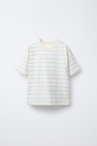 LOT DE DEUX T-SHIRTS UNIS ET À RAYURES - Bleu ciel de Zara - Image 1