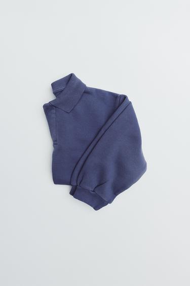 POLO SHIRT SWEATSHIRT WITH LABEL - Bluish by Zara - Image 6
