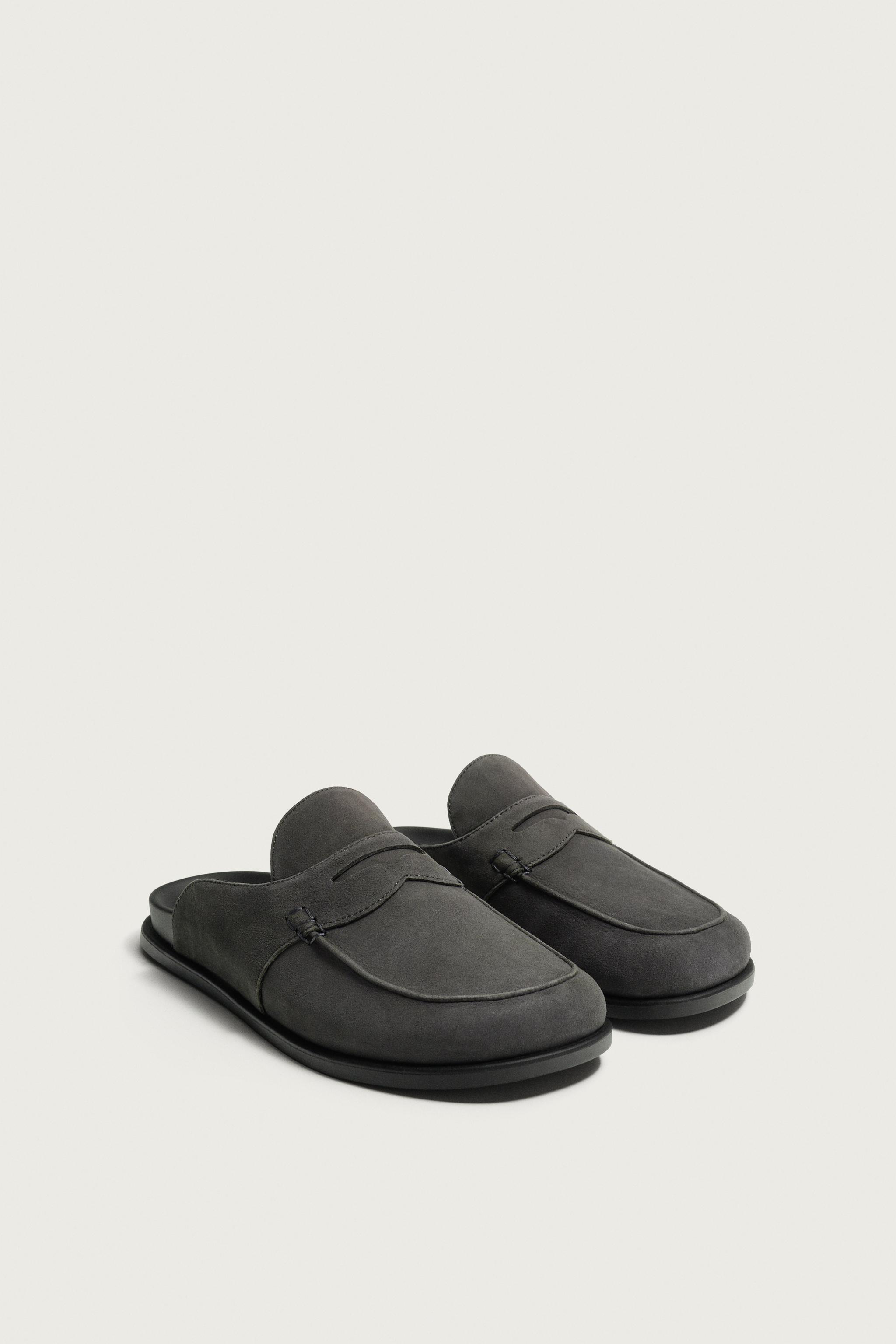 SPLIT LEATHER CLOGS — Gray (alternate view)