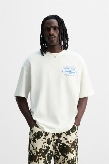 WASHED PRINT T-SHIRT - Oyster-white by Zara - Image 1