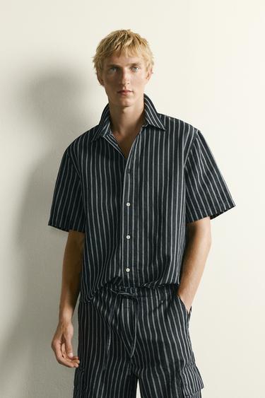 STRIPED RELAXED FIT DENIM SHIRT - Indigo by Zara