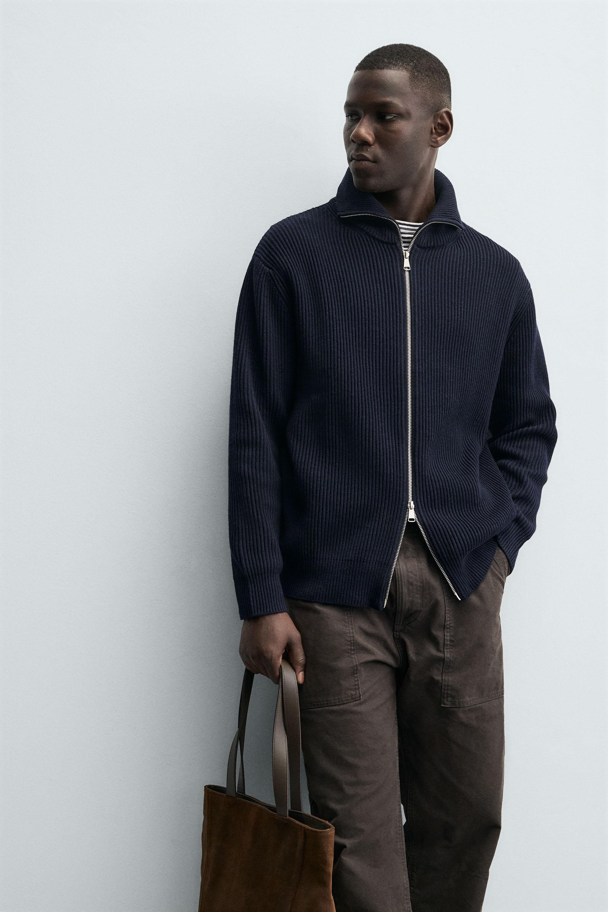 GILET EN MAILLE PERLÉE À FERMETURE ÉCLAIR