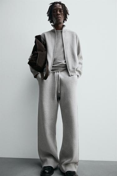 PANTALON EN MAILLE COUPE LARGE - Gris chiné de Zara - Image 4