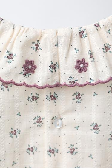 CHEMISE À FLEURS BRODÉES - Écru de Zara - Image 3