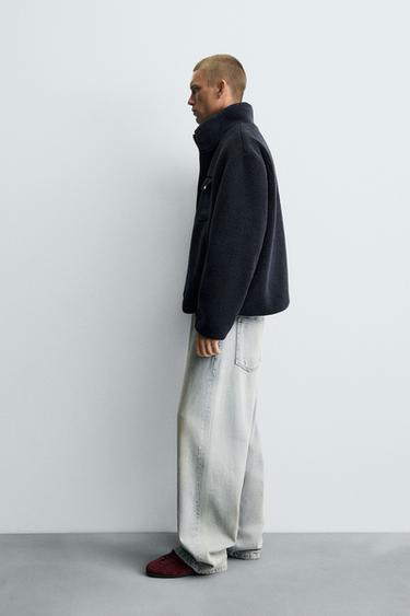 VESTE EFFET MOUTON BIMATIÈRE - Bleu marine de Zara - Image 3