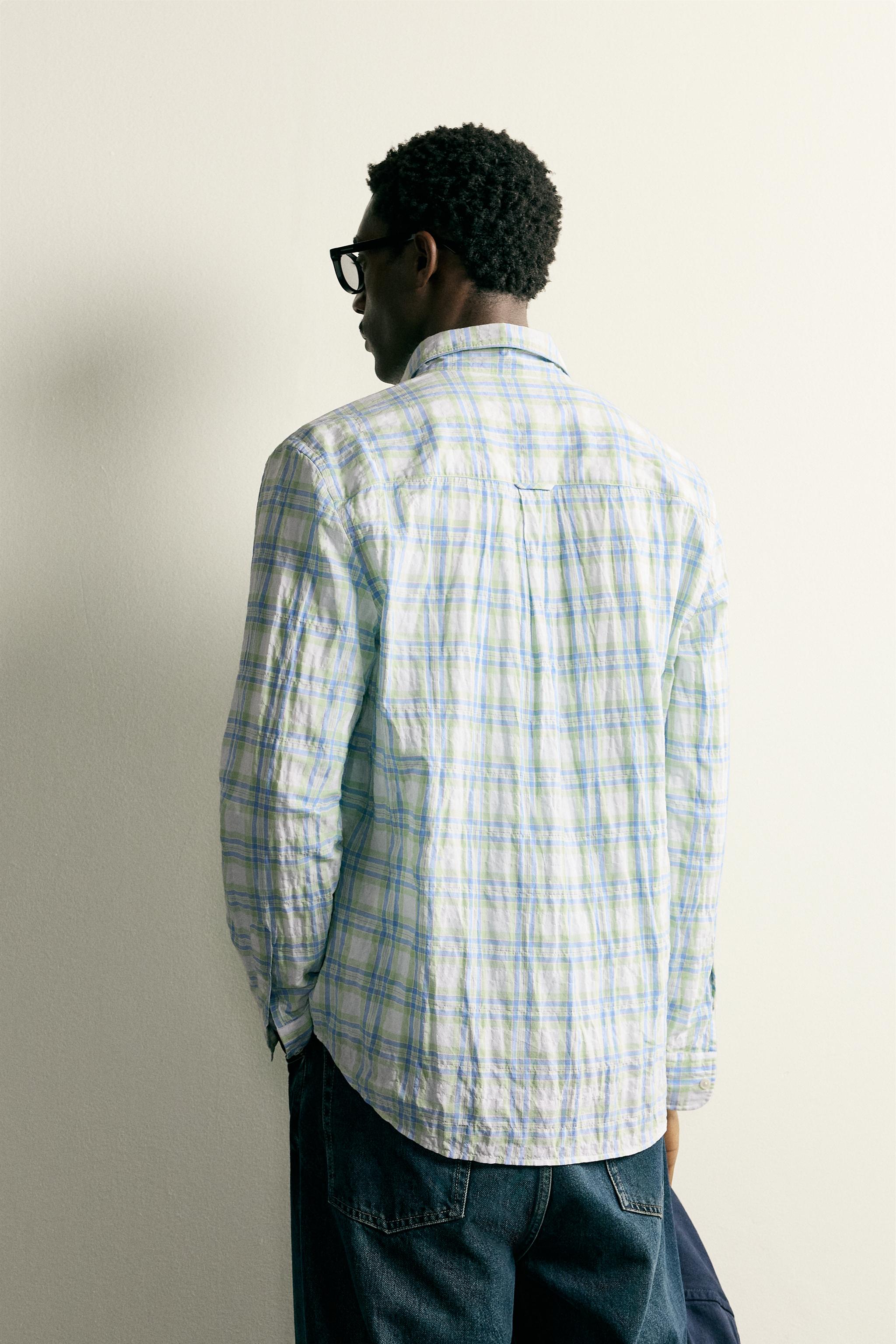 CHEMISE REGULAR FIT À CARREAUX EFFET FROISSÉ