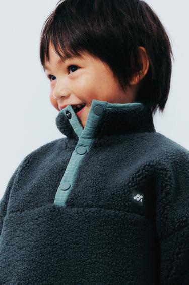 RUBBERISED FAUX SHEARLING LOGO SWEATER - Blue by Zara - Image 4