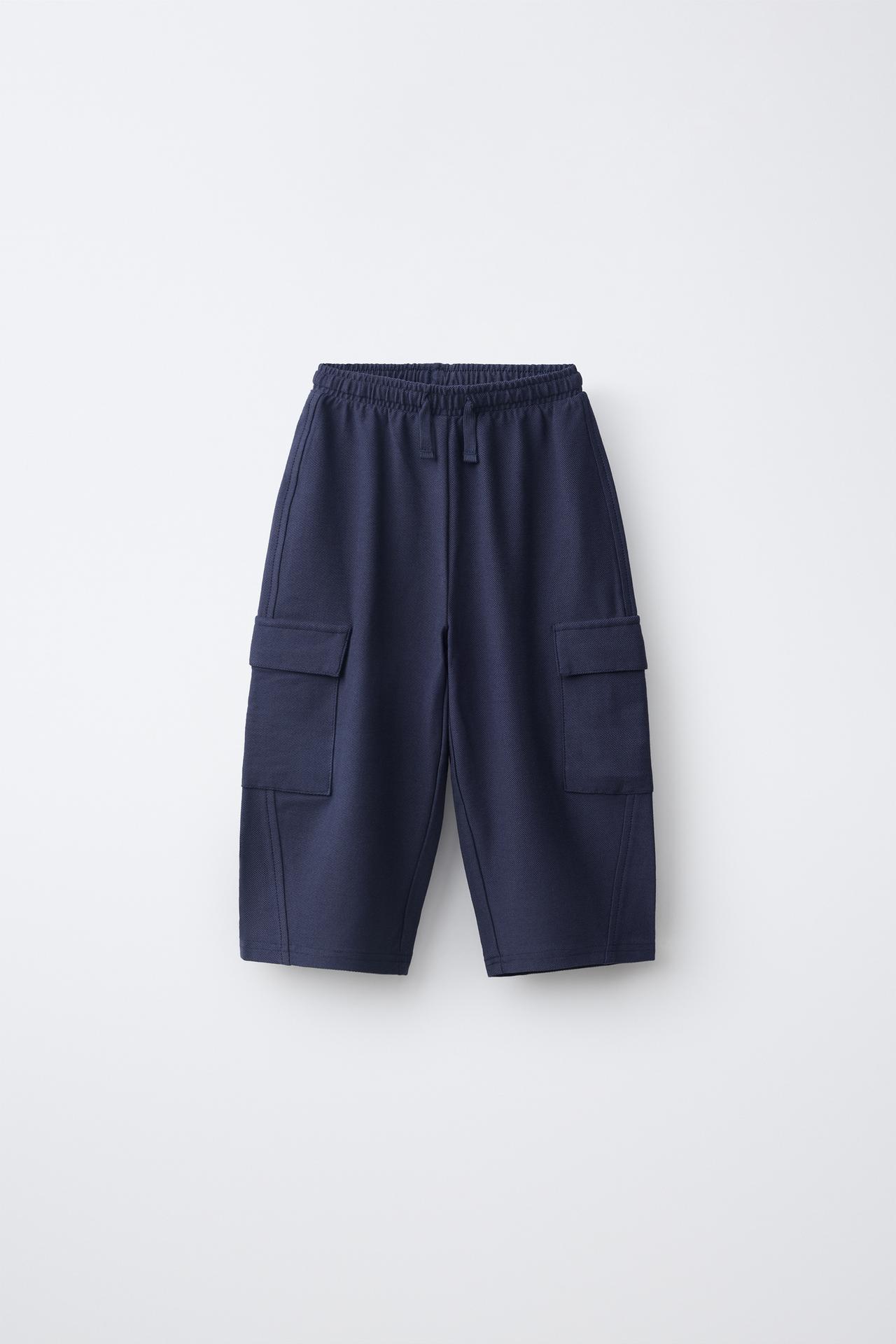 INTERLOCK CARGO PANTS — Navy blue