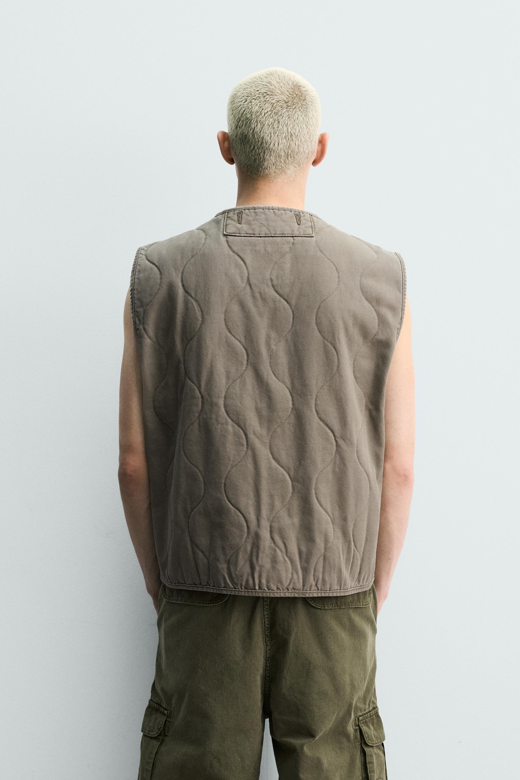 Мужские жилеты Zara WASHED TOPSTITCHED VEST — фото 3
