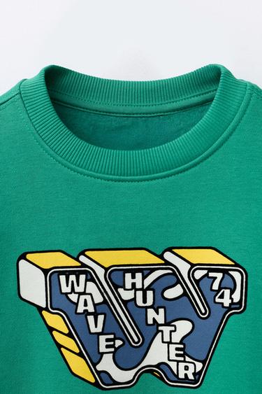 FLOCK PRINT SWEATSHIRT - Emerald by Zara - Image 2