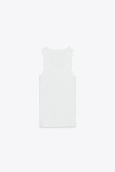 DÉBARDEUR EN COTON MODAL - Blanc de Zara - Image 4