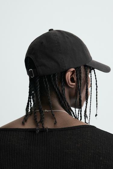 WASHED CAP WITH PRINTED TEXT - Anthracite grey by Zara - Image 3
