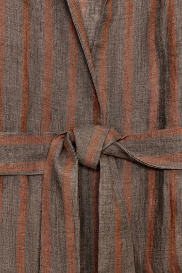 VESTE À RAYURES 100% LIN - Brown Stripes de Zara - Image 10