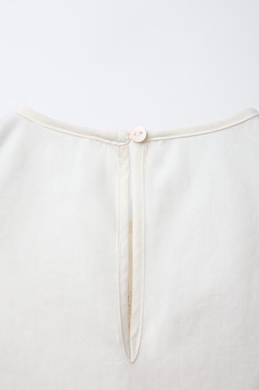 TOP ÉLASTIQUE CONTRASTÉ - Écru de Zara - Image 3