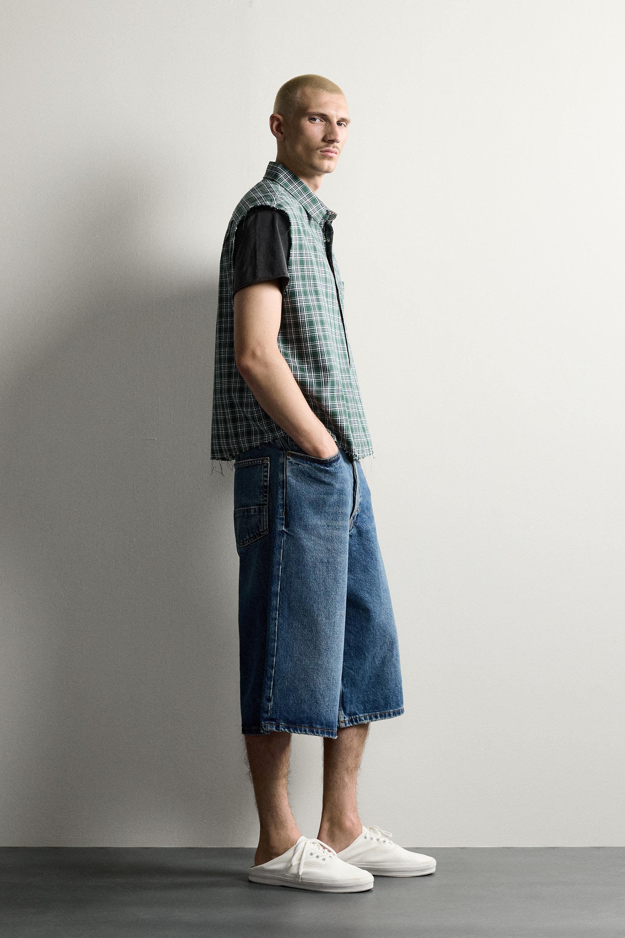 Zara Kareli Crop Tank Gömlek görsel 4