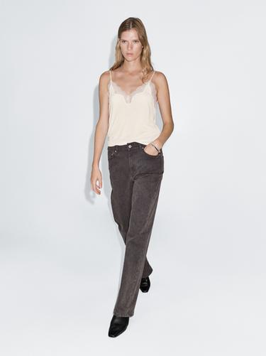 Zara Camisole top with lace detail - Yellow - Image 0