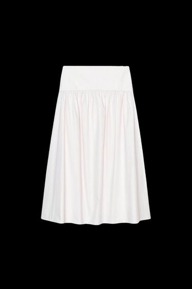 FALDA MIDI RAYAS - Crudo / Beige de Zara - Imagen 0