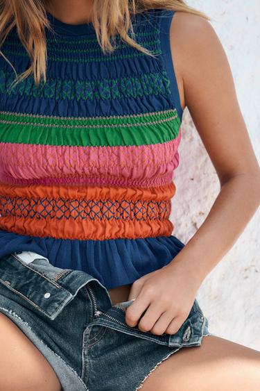 SMOCKED KNIT TOP - Multicoloured by Zara - Image 1