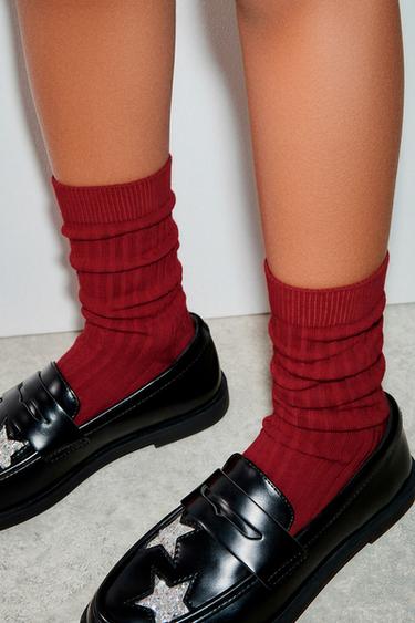 LONG RIBBED SOCKS - Red by Zara