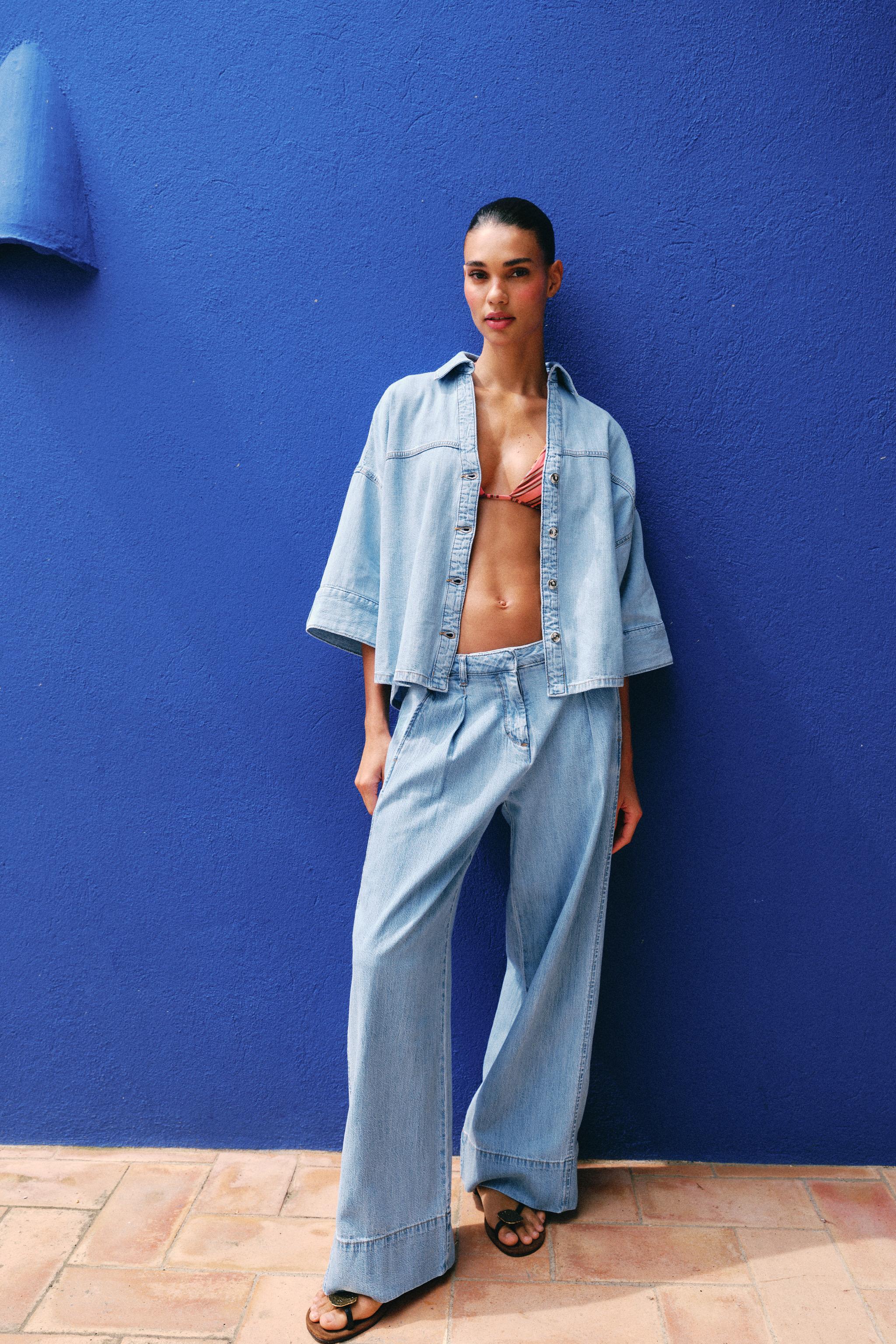 Женские джинсы Zara Z1975 HIGH WAISTED WIDE LEG JEANS WITH DARTS