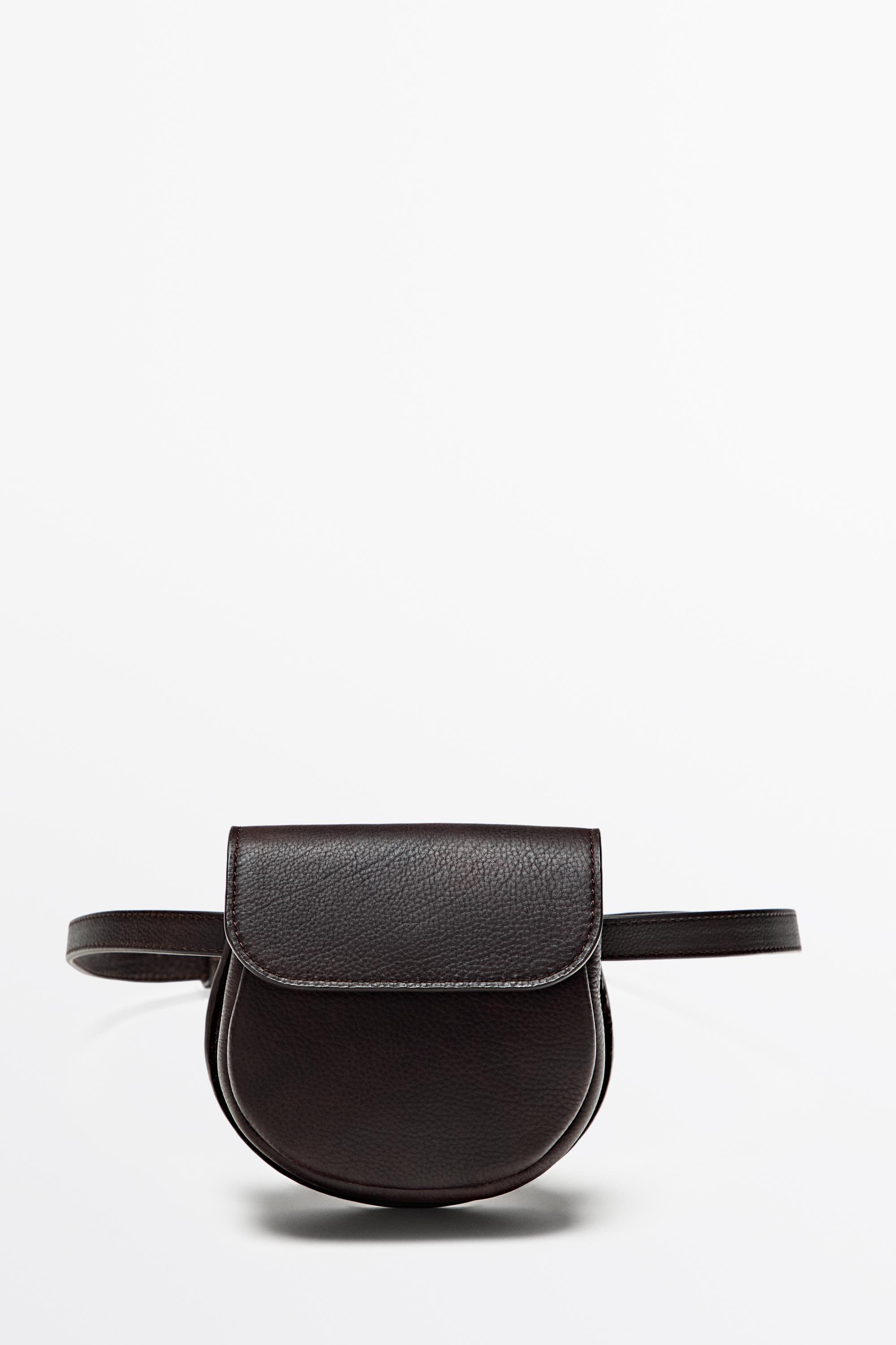 Nappa leather belt with pouch — Brown