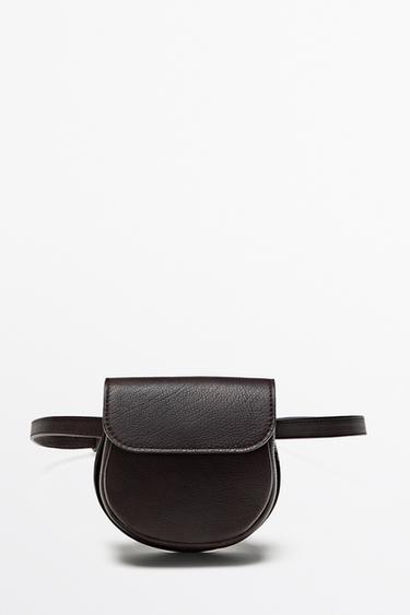 Zara Nappa leather belt with pouch - Brown - Image 0