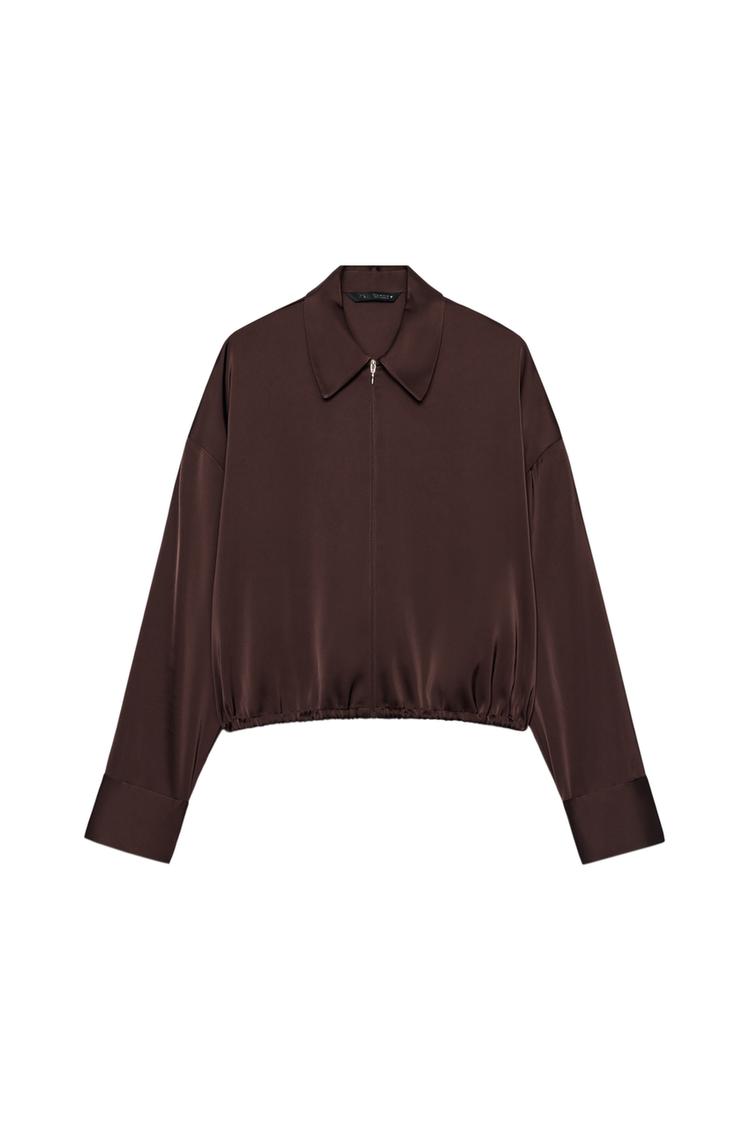 ZIP-UP SATIN SHIRT