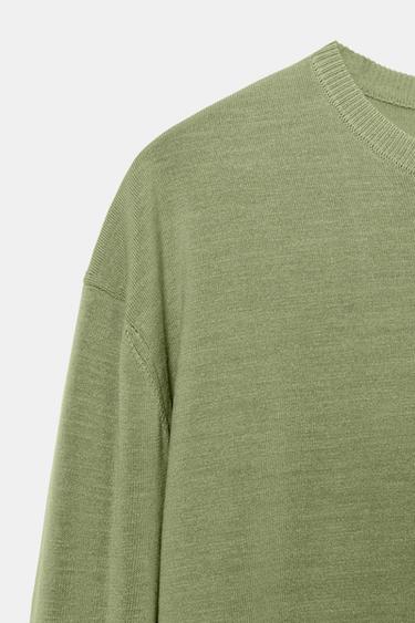 PULL EN MAILLE EXTRAFINE - Vert sauge de Zara - Image 8