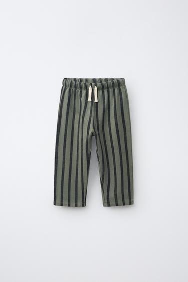 CALÇA DE MOLETOM LISTRADA - Preto / Verde da Zara - Imagem 0