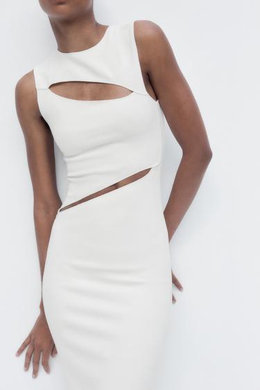 VESTIDO MIDI STRETCH CUT OUT - Blanco de Zara