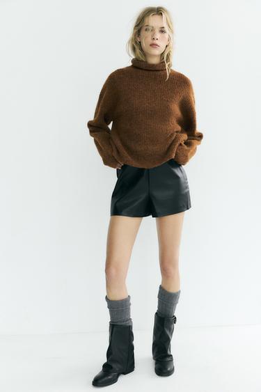 JERSEY PUNTO CUELLO SUBIDO - Tabaco de Zara