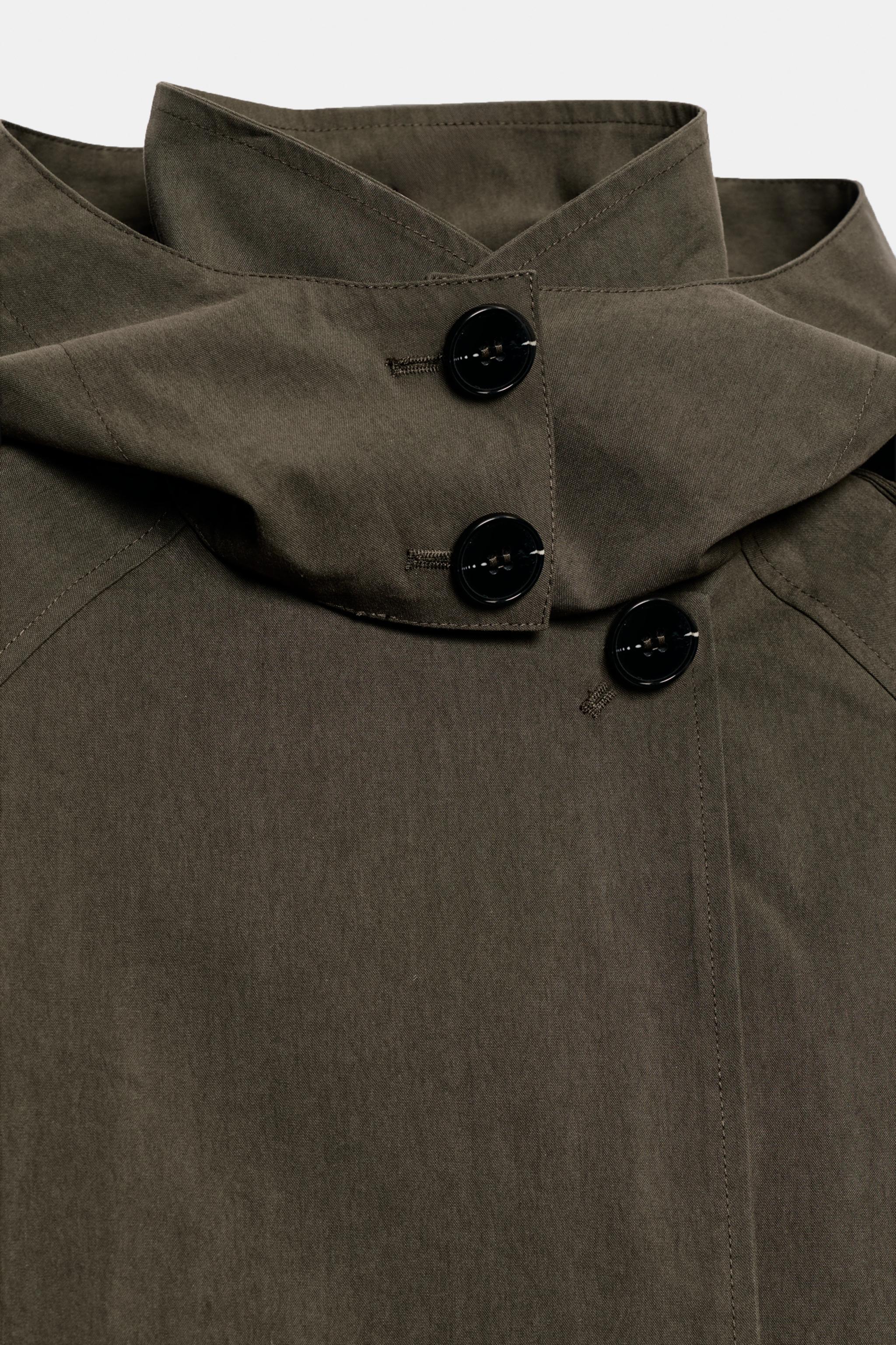 BLOUSON TRENCH COURT À CAPUCHE EN DAIM