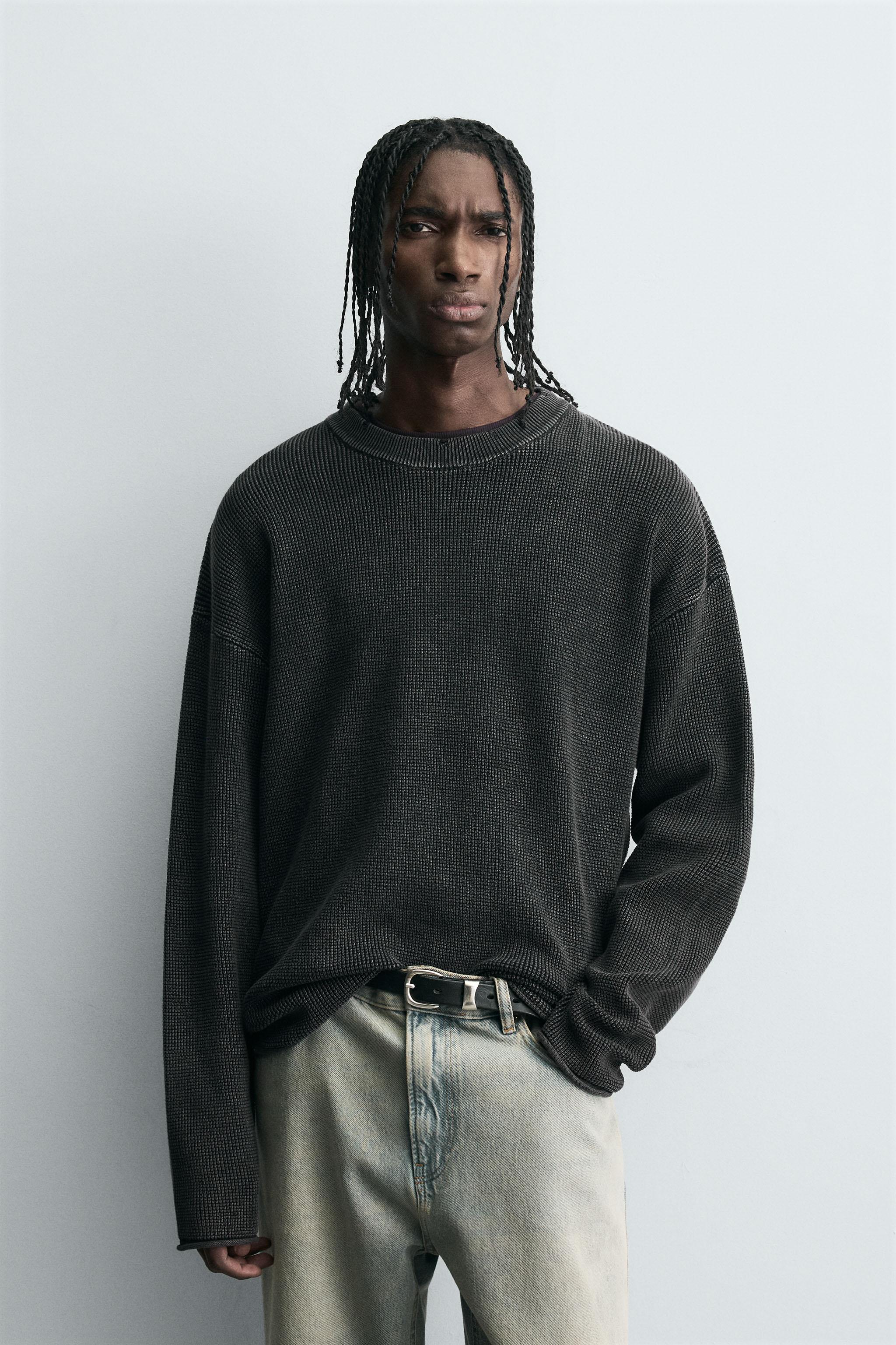 Naptime.ニット ワッフルニットセーター - ウォッシュネイビーブルー | ZARA