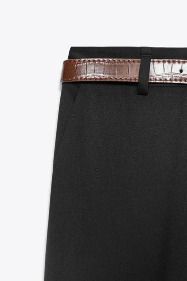 STRAIGHT-LEG TROUSERS WITH BELT - Black by Zara - Image 8