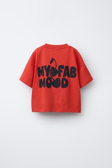 T-SHIRT WITH RAISED PRINT - Red by Zara - Image 1