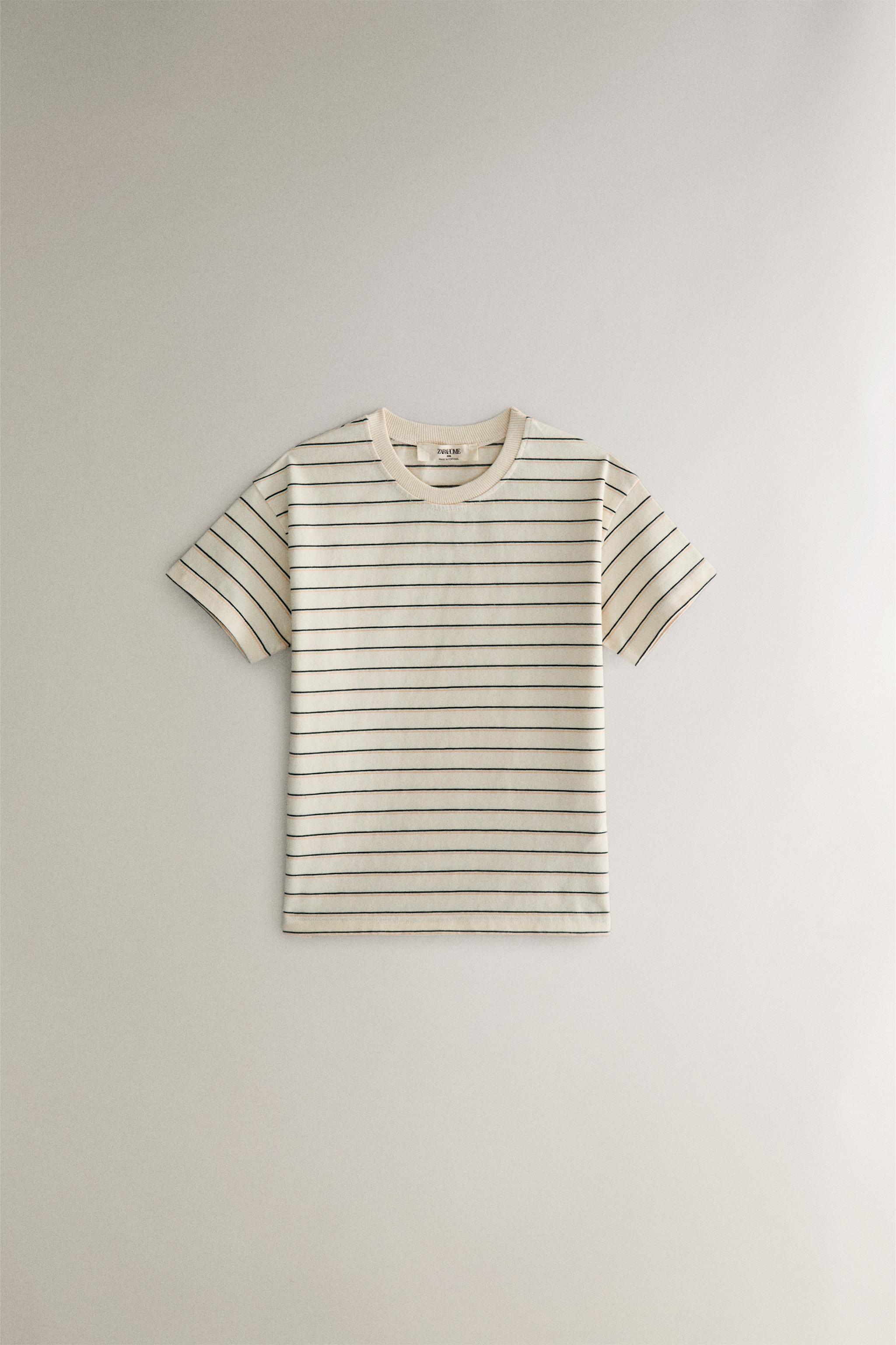 キッズ ボーダー コットン Tシャツ - ライトベージュ | ZARA